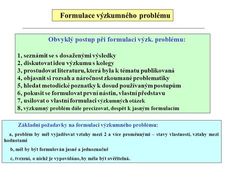 Formulace výzkumného problému