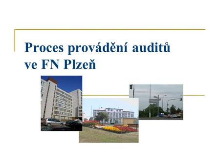 Proces provádění auditů ve FN Plzeň. Proces provádění auditů ve FN I. iniciátor – předloží problém k řešení komise pro tvorbu standardů - připraví dotazník.