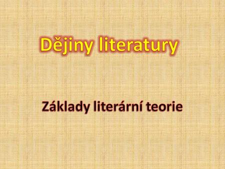 Základy literární teorie