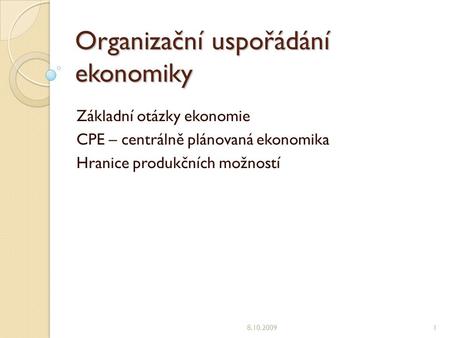 Organizační uspořádání ekonomiky