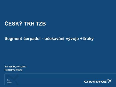 ČESKÝ TRH TZB Segment čerpadel - očekávání vývoje +3roky Jiří Tesák, 10.4.2013 Roztoky u Prahy.