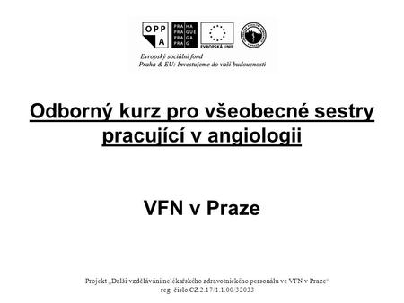 Odborný kurz pro všeobecné sestry pracující v angiologii VFN v Praze