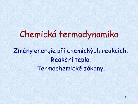 Chemická termodynamika