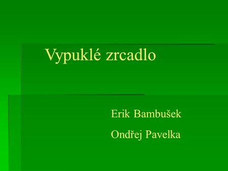 Vypuklé zrcadlo Erik Bambušek Ondřej Pavelka.