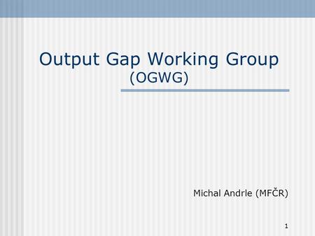 Output Gap Working Group (OGWG)