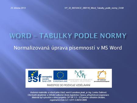 word – Tabulky podle normy