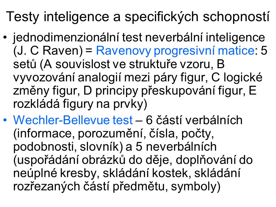 Testy inteligence a specifických schopností