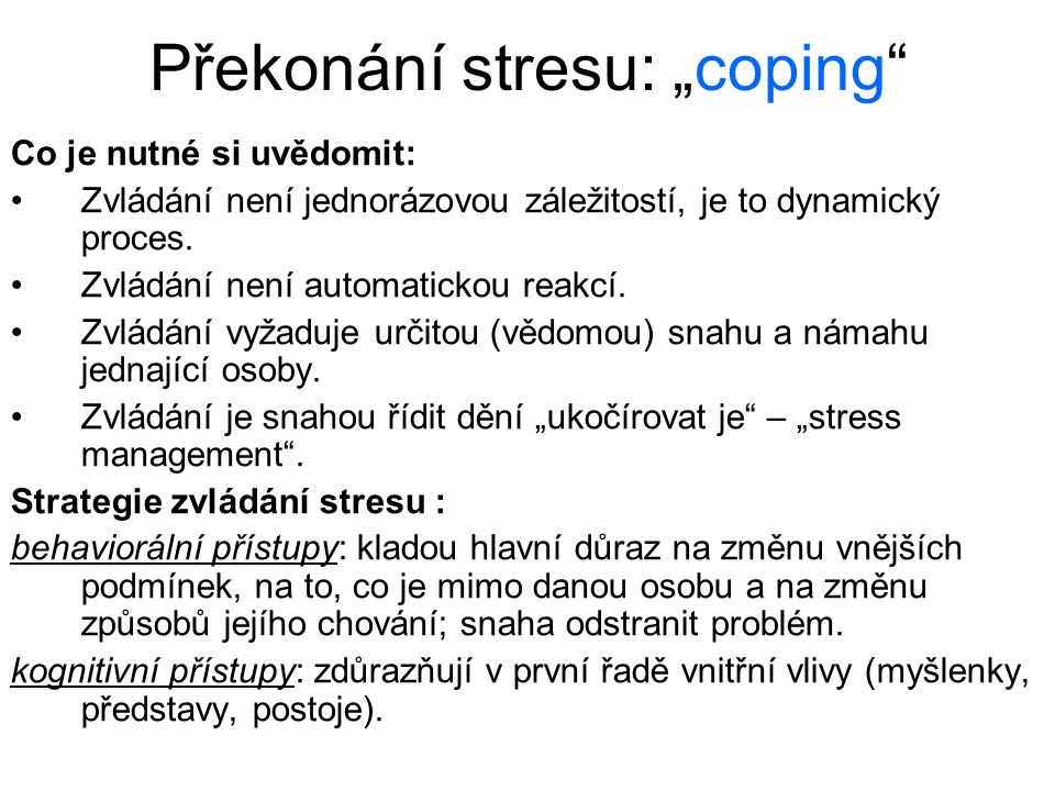 Překonání stresu: „coping