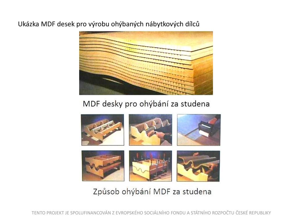 Ukázka MDF desek pro výrobu ohýbaných nábytkových dílců