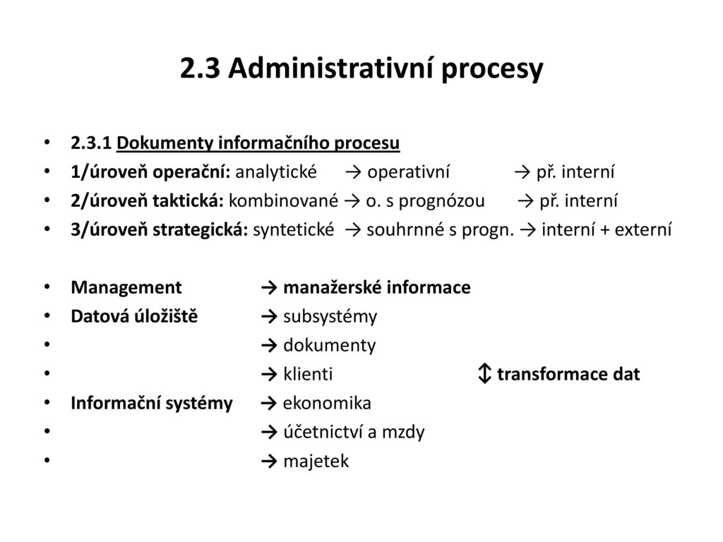 2.3 Administrativní procesy
