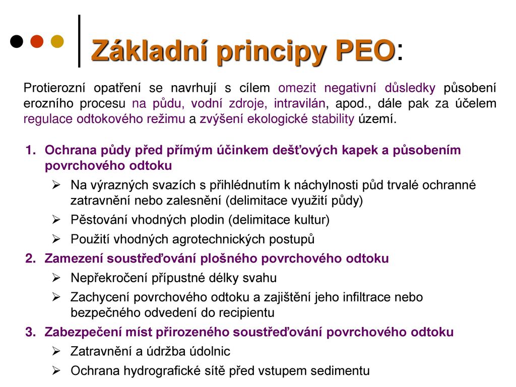 Základní principy PEO: