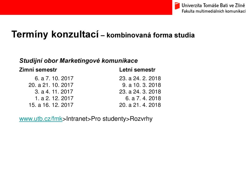 Průvodce Pro Studenty 1. Ročníku Bakalářský Studijní Program Fakulta ...