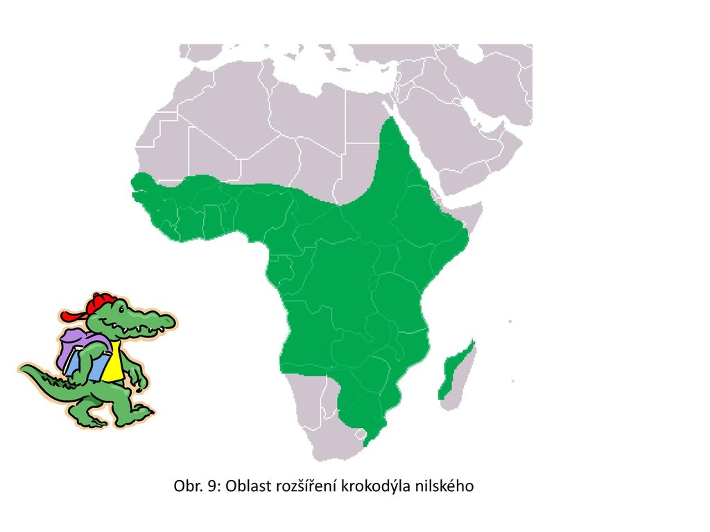 Obr. 9: Oblast rozšíření krokodýla nilského