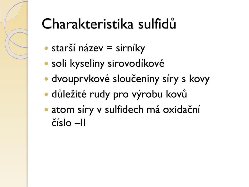 Co patří do sulfidu?