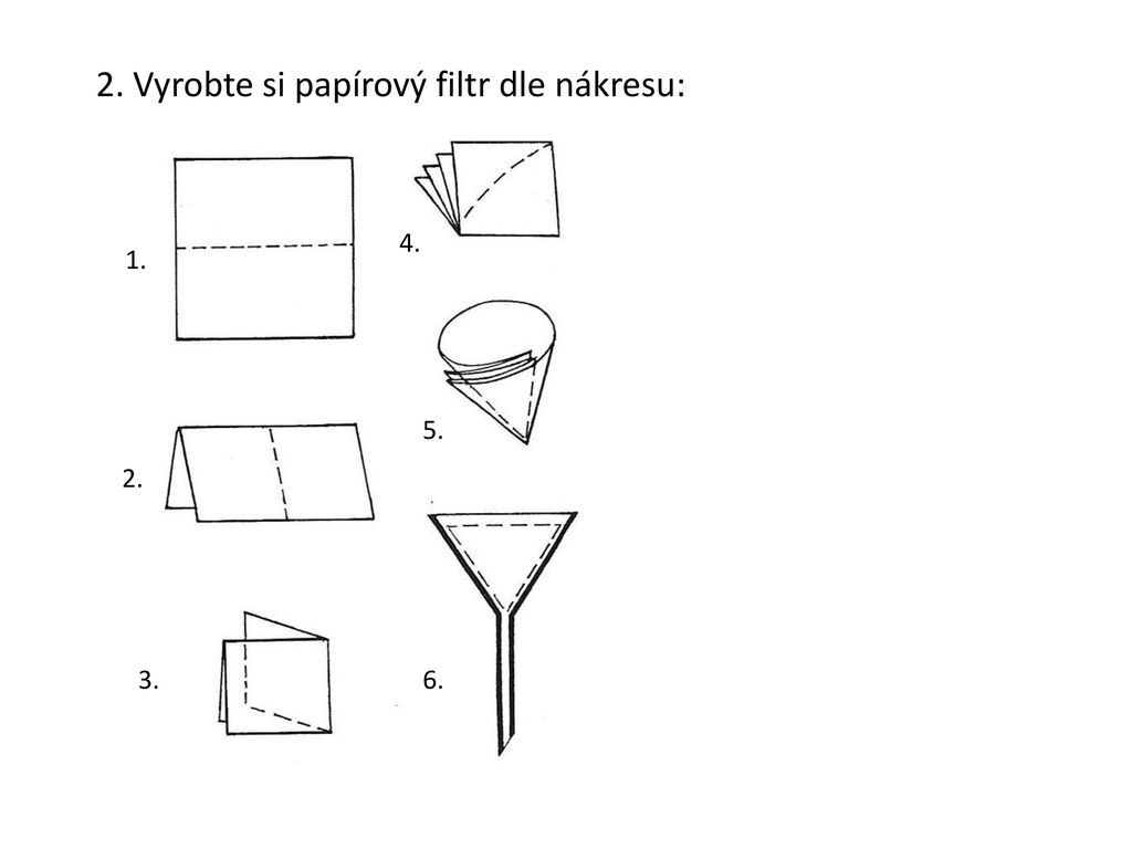 2. Vyrobte si papírový filtr dle nákresu: