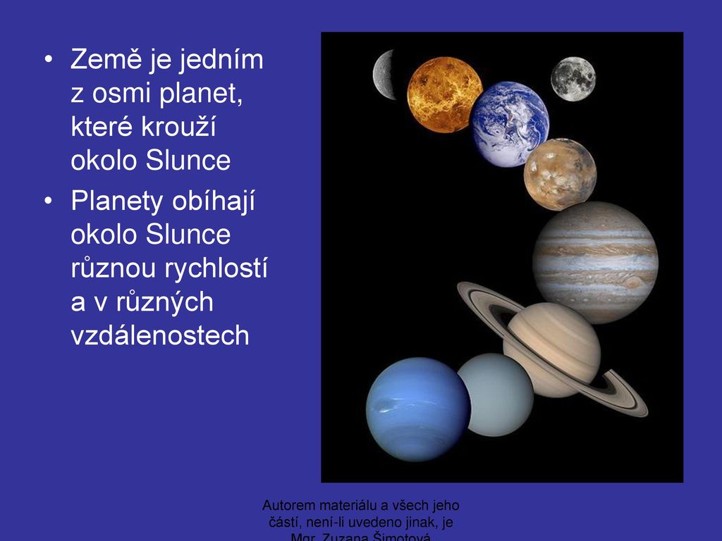 Země je jedním z osmi planet, které krouží okolo Slunce