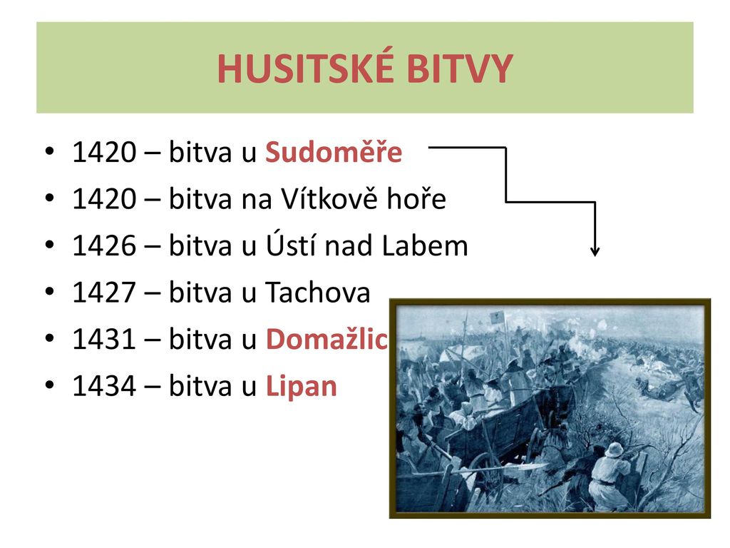 HUSITSKÉ BITVY 1420 – bitva u Sudoměře 1420 – bitva na Vítkově hoře