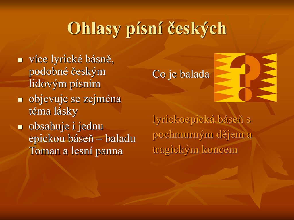 Ohlasy písní českých více lyrické básně, podobné českým lidovým písním