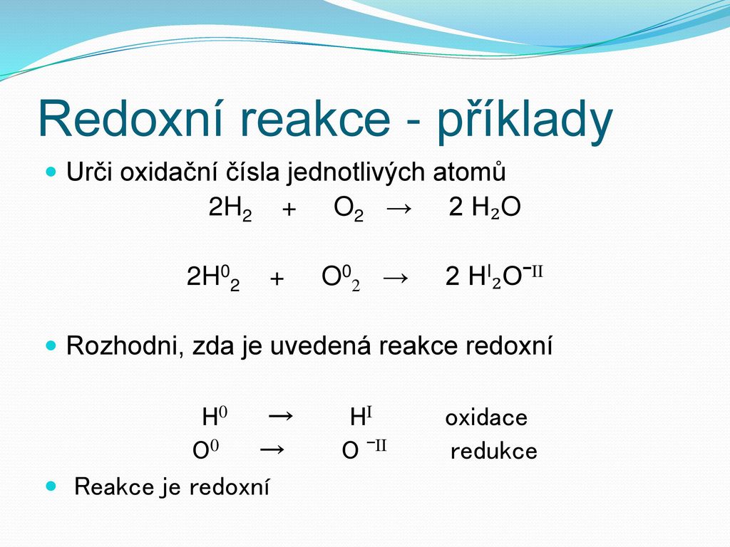 Redoxní reakce - příklady