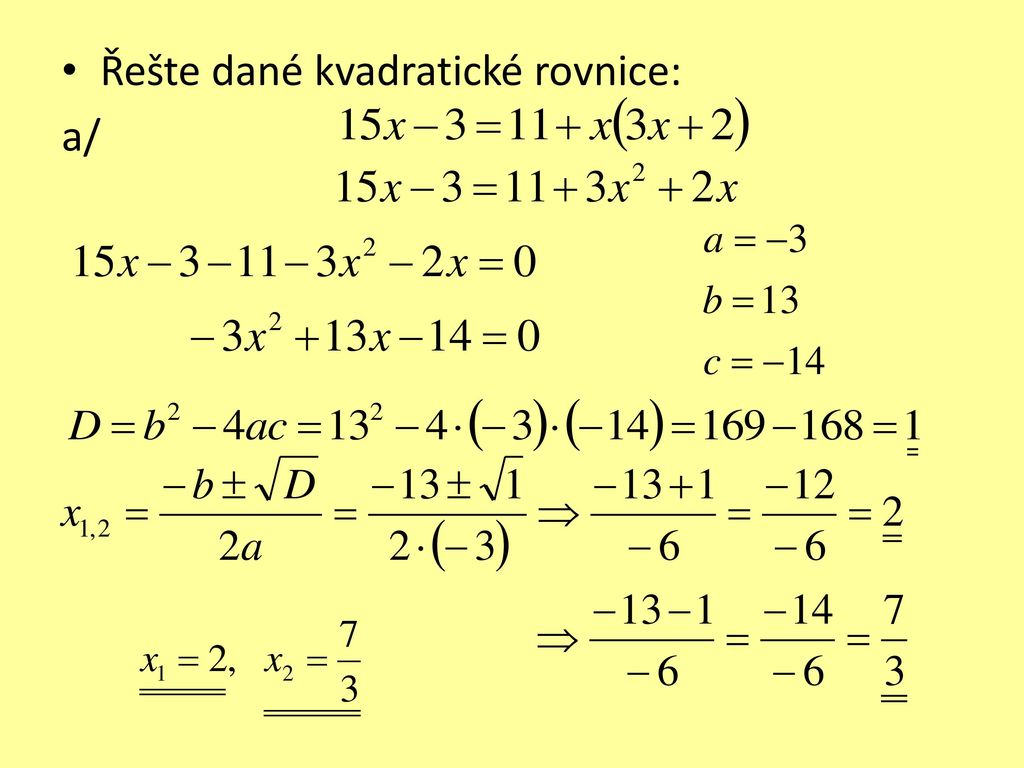 Kvadratické Rovnice - Kořeny Rovnic - Ppt Stáhnout