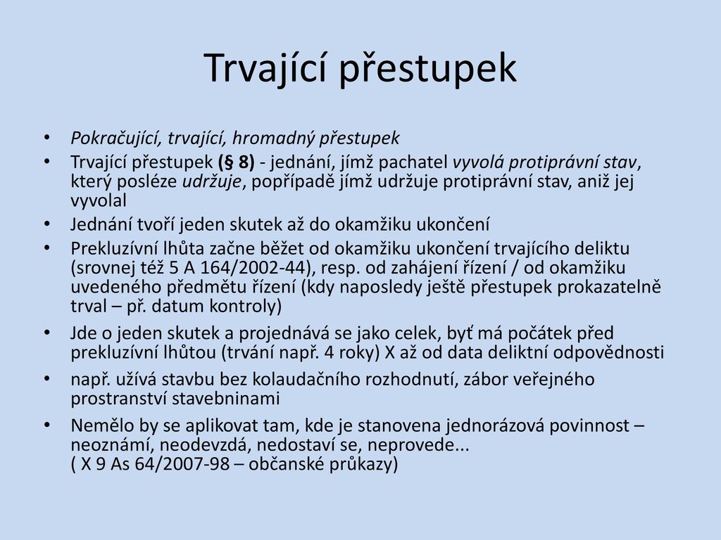 Co je pokračující přestupek?