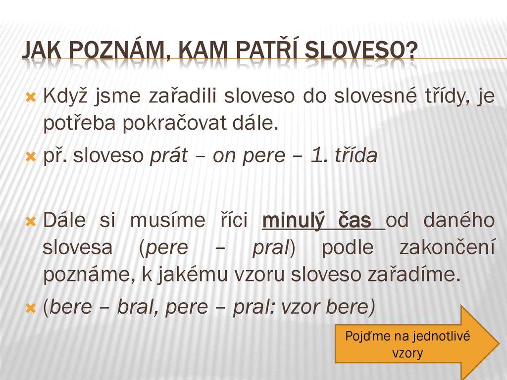 Jak poznáme sloveso?