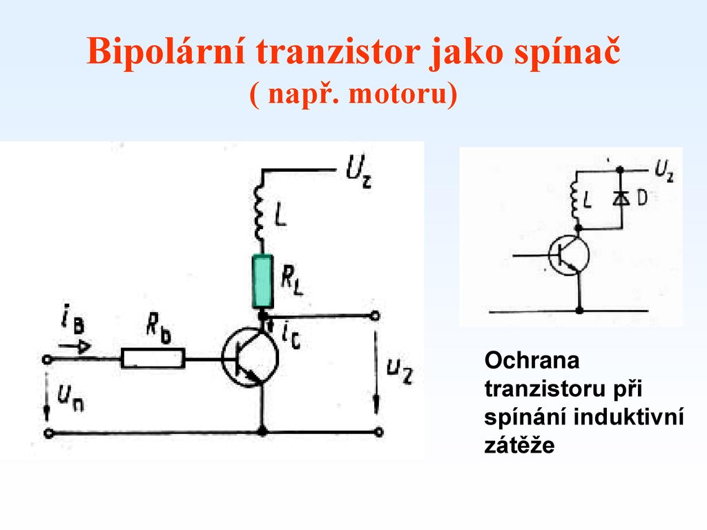 Bipolární tranzistor jako spínač ( např. motoru)