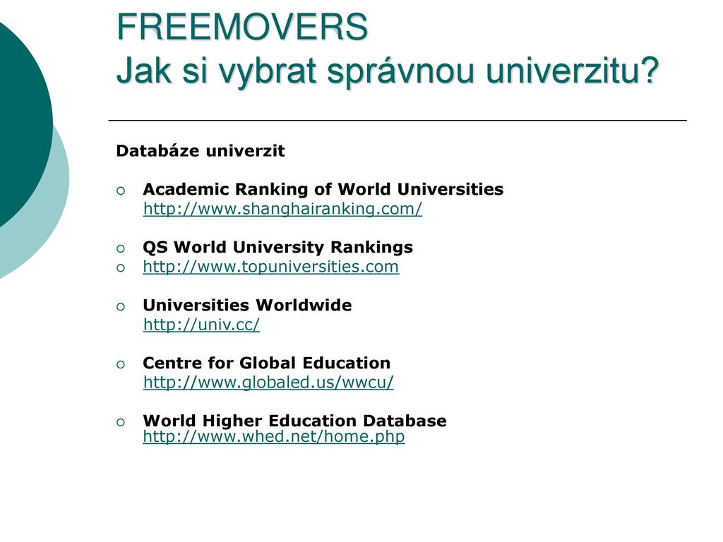 Univerzita Karlova V Praze Možnosti FREEMOVERS 13. října Ppt Stáhnout