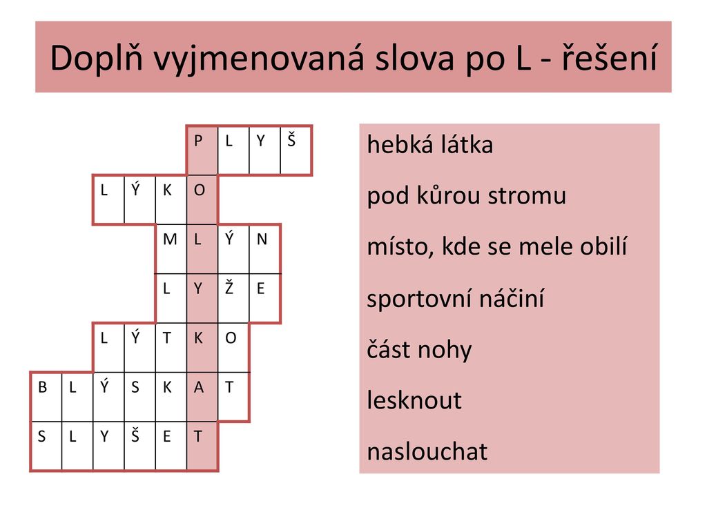 VY_32_Inovace_ Vyjmenovaná Slova Po B, L - Ppt Stáhnout