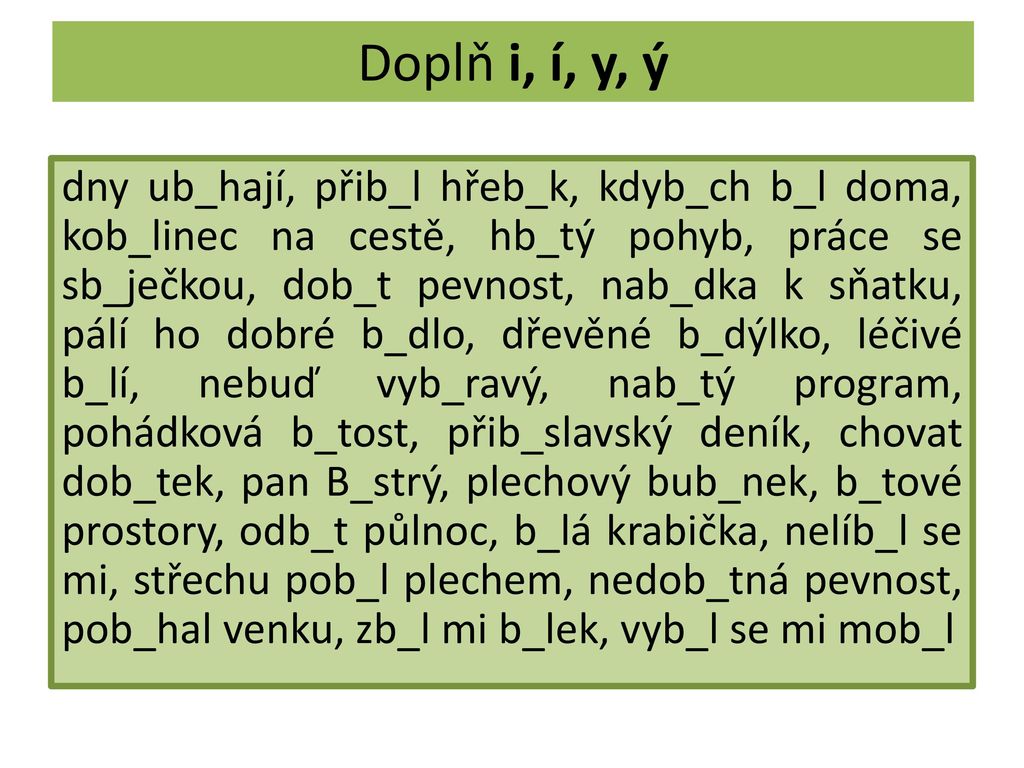 VY_32_Inovace_ Vyjmenovaná Slova Po B, L - Ppt Stáhnout