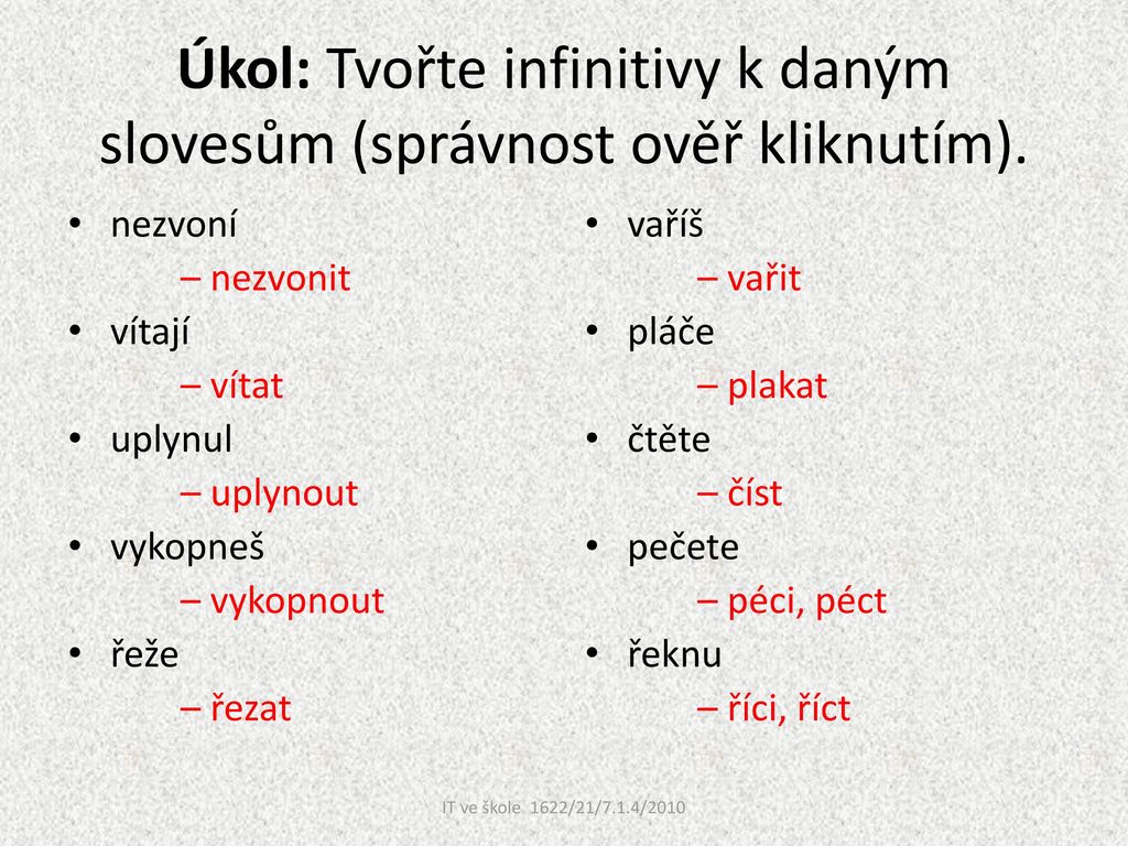 Jak vytvořit infinitiv?