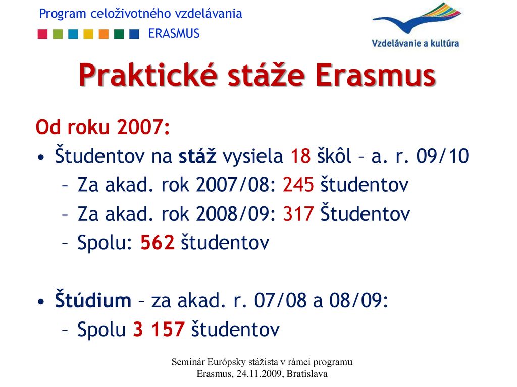 Praktické stáže Erasmus