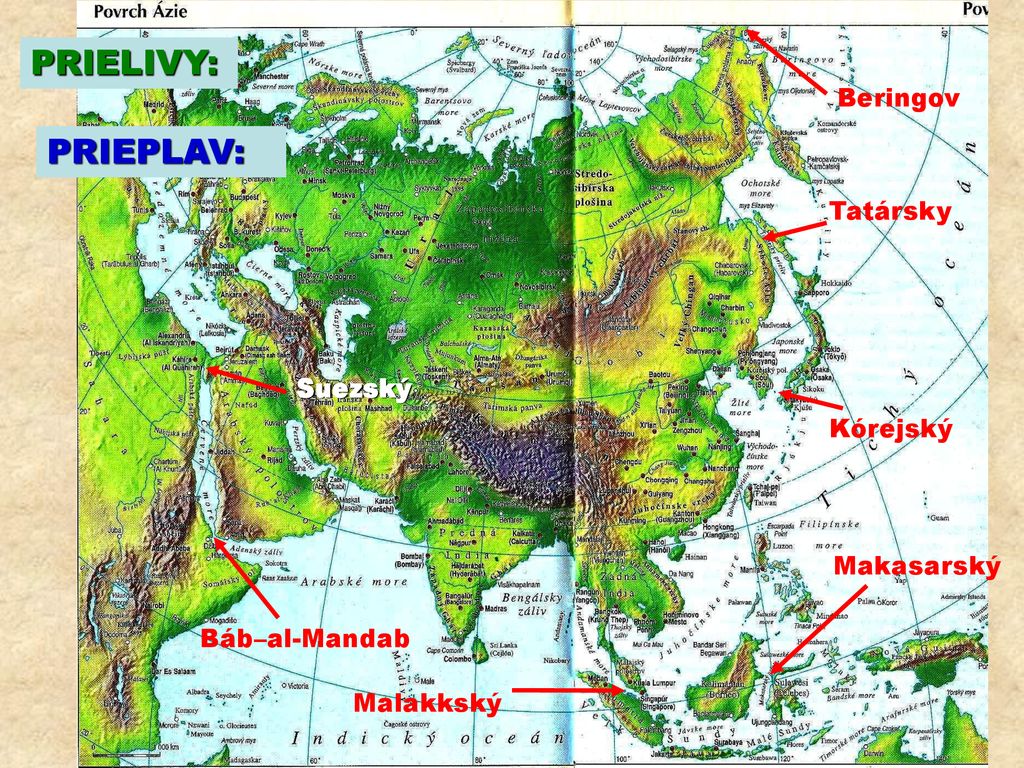 PRIELIVY: PRIEPLAV: Beringov Tatársky Suezský Kórejský Makasarský