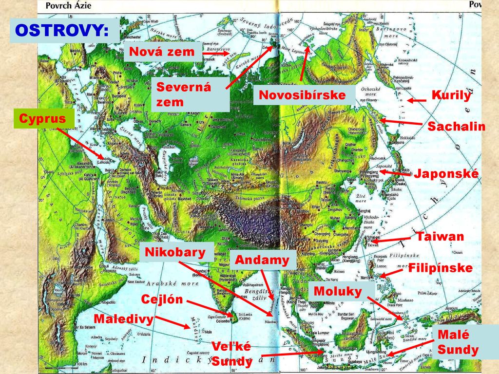 OSTROVY: Nová zem Severná zem Novosibírske Kurily Cyprus Sachalin