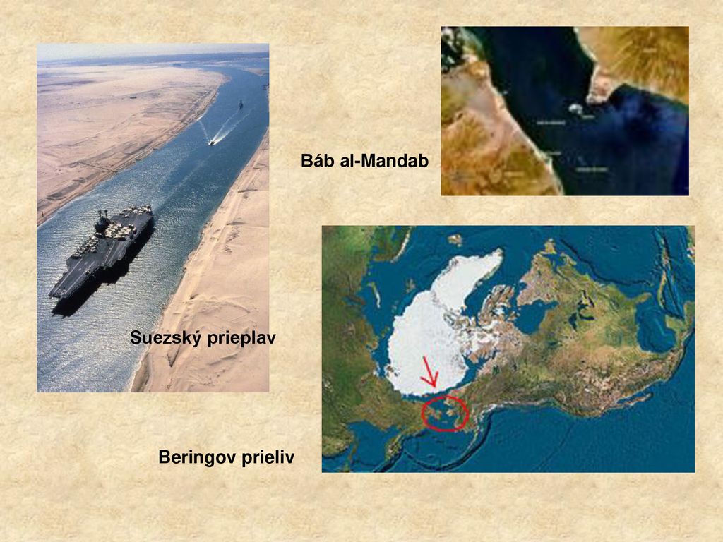 Báb al-Mandab Suezský prieplav Beringov prieliv