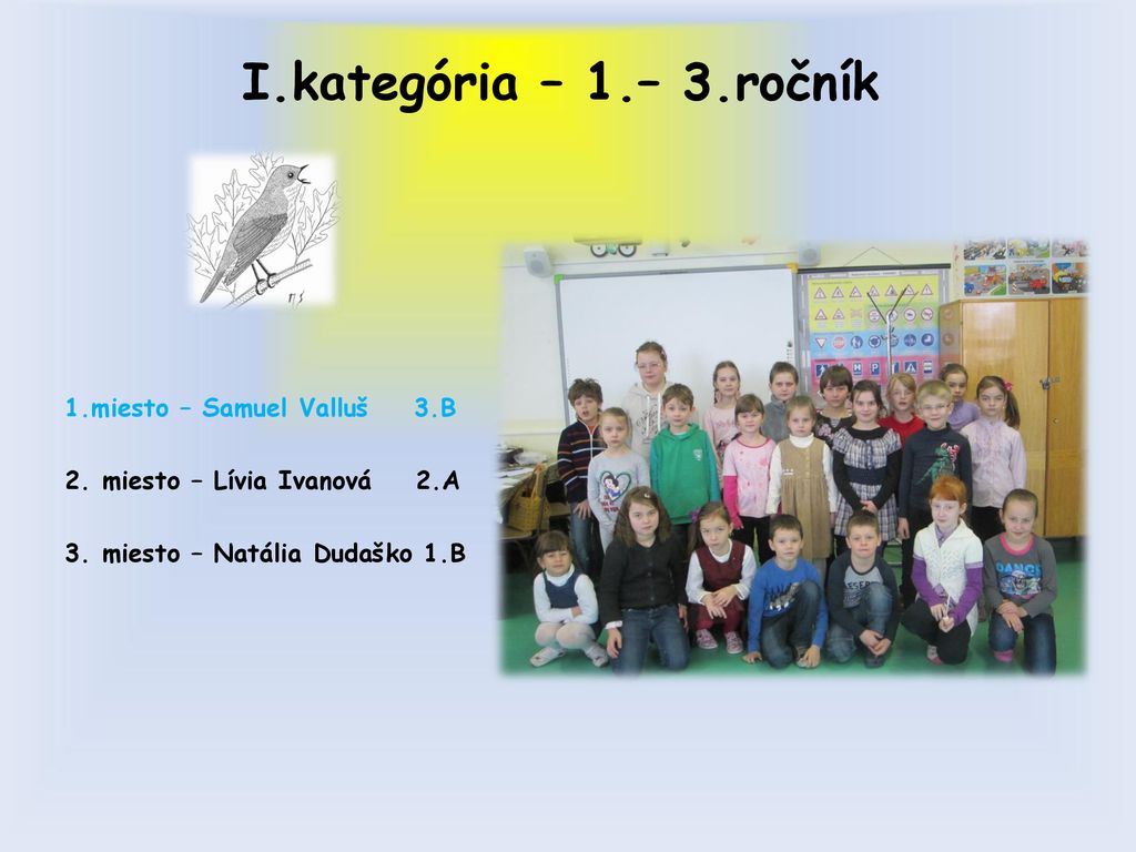 I.kategória – 1.– 3.ročník 1.miesto – Samuel Valluš 3.B