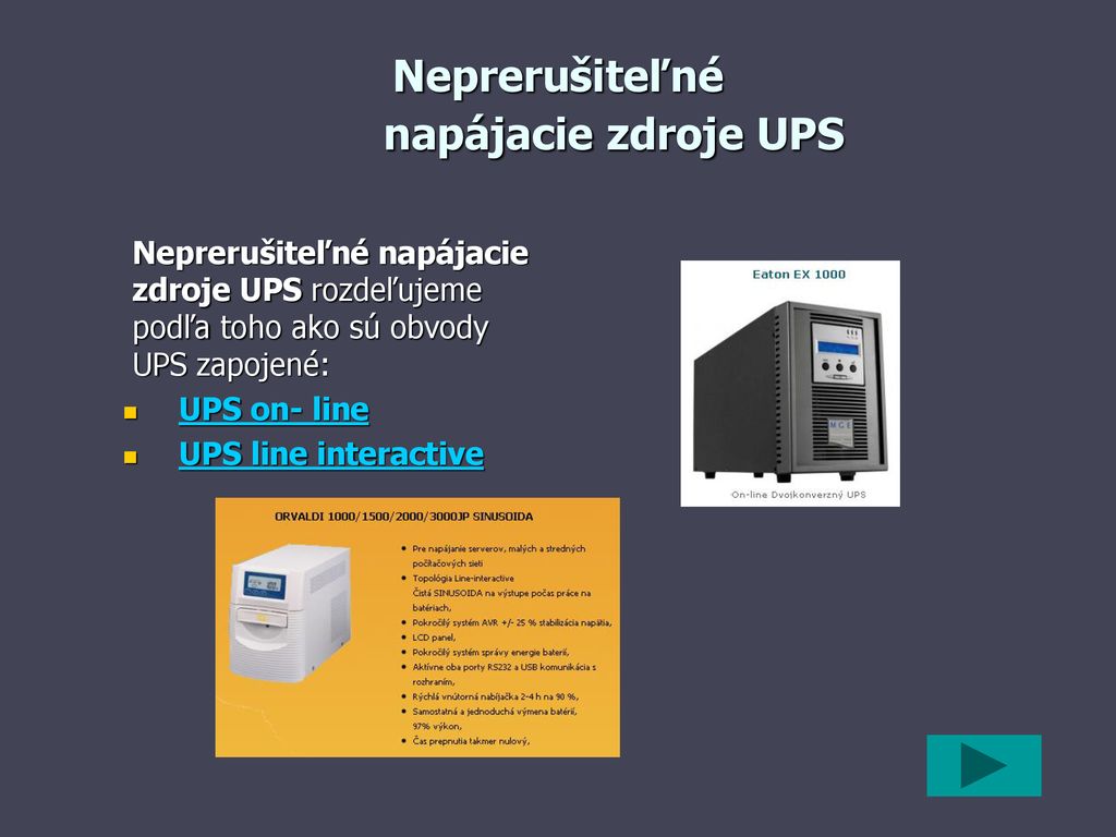 Neprerušiteľné napájacie zdroje UPS