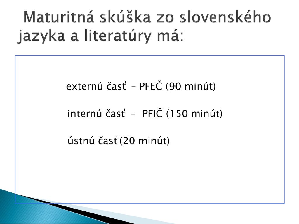 Maturitná Skúška Zo Slovenského Jazyka A Literatúry - Ppt Stáhnout