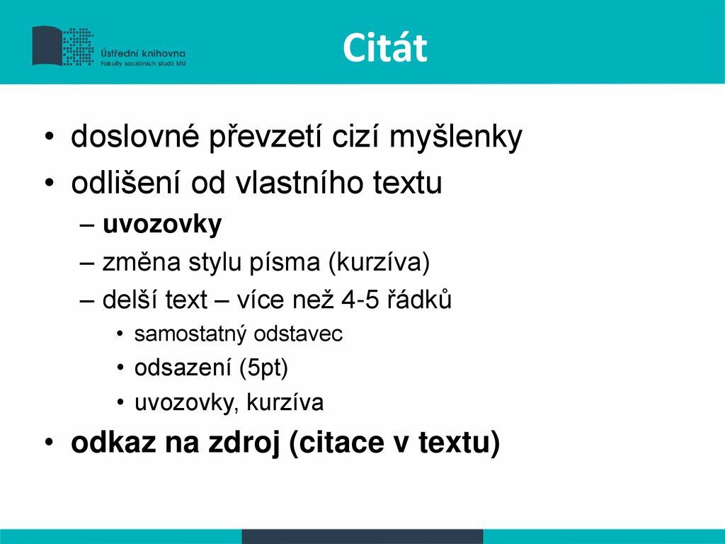 Jak psát uvozovky v citaci?