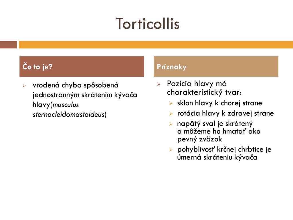 Torticollis Pozícia hlavy má charakteristický tvar: Čo to je Príznaky