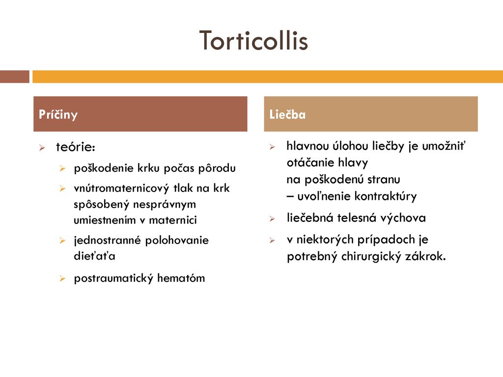 Torticollis teórie: Príčiny Liečba