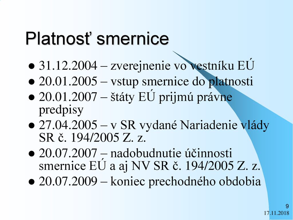 Nariadenia Vlády A Direktívy EÚ - Ppt Stáhnout