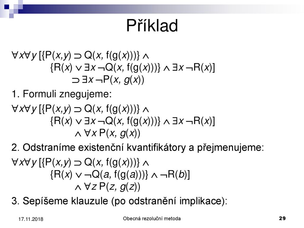 Obecna Rezolucni Metoda V Predikatove Logice Ppt Stahnout