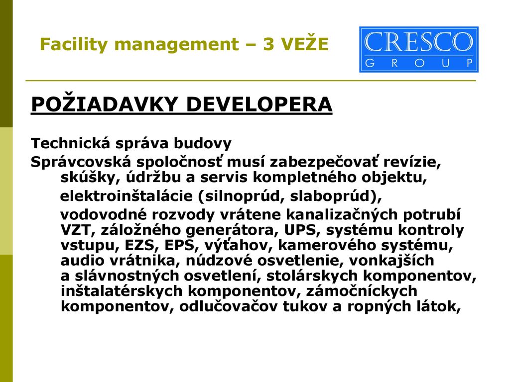 Facility Management S As Ou Modern Ho Developmentu Je D Raz Na