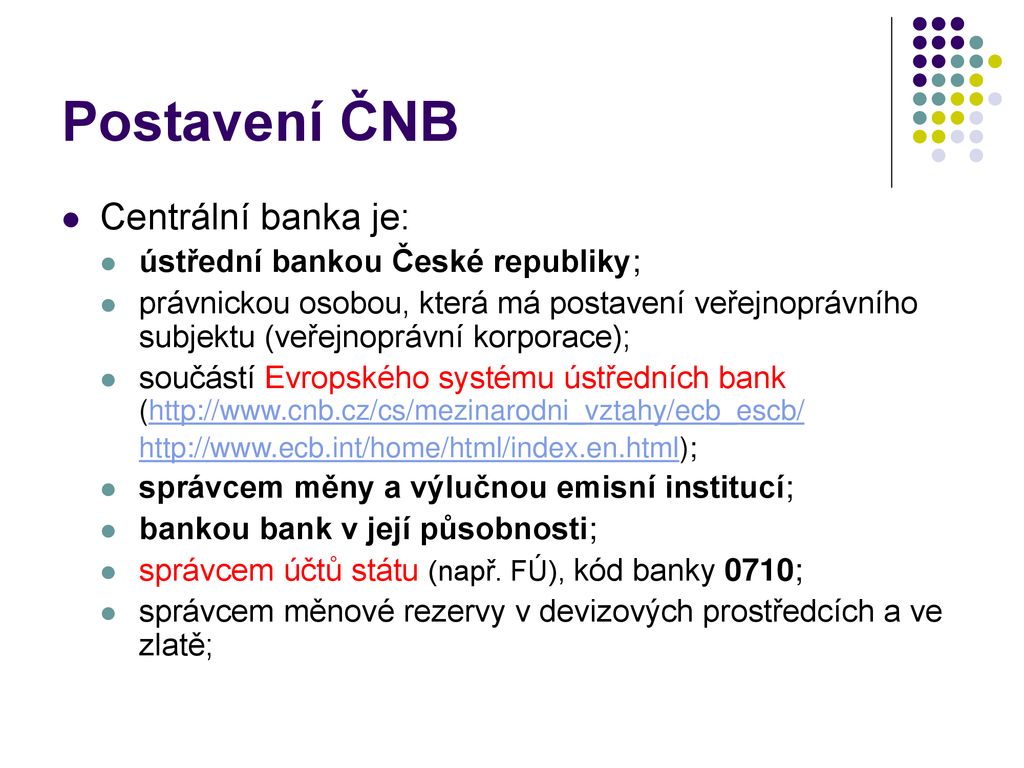 Česká Národní Banka Platební Styk - Ppt Stáhnout