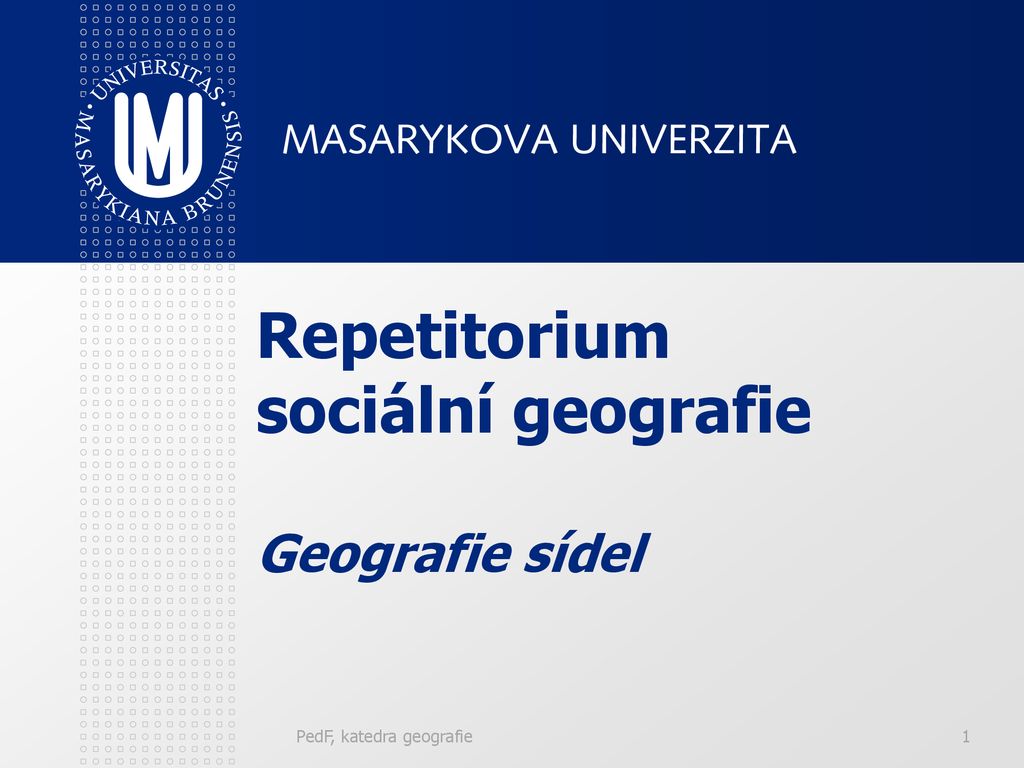 Repetitorium Sociální Geografie Geografie Sídel - Ppt Stáhnout