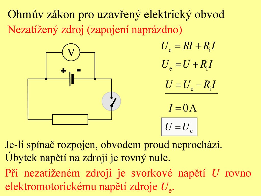 Ohmův zákon pro uzavřený elektrický obvod