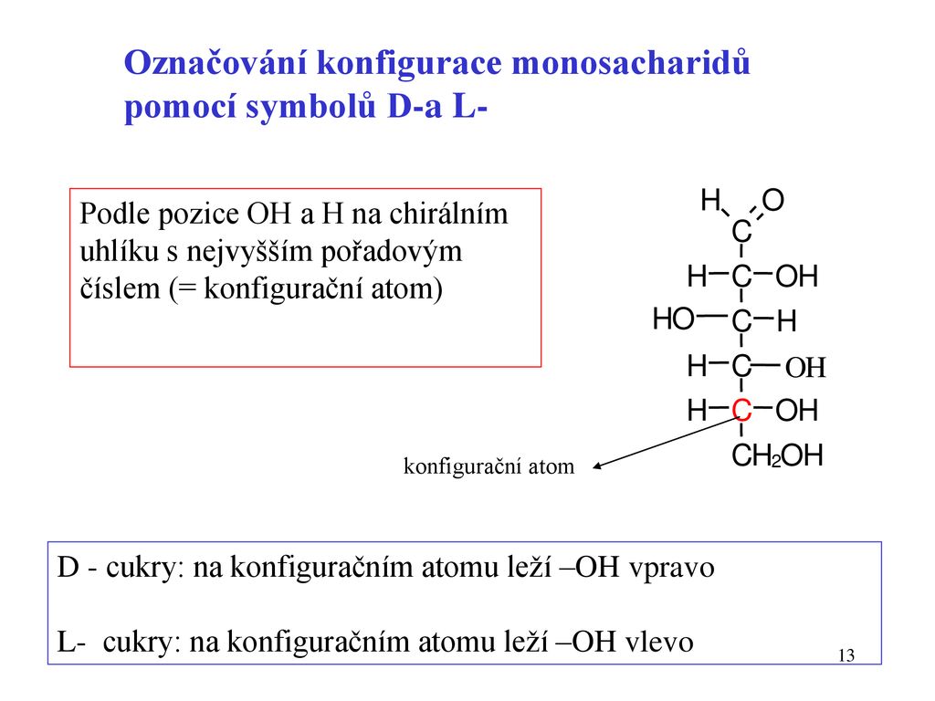 Označování konfigurace monosacharidů pomocí symbolů D-a L-