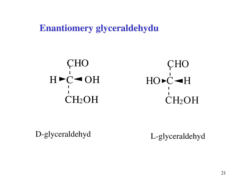 C H O H C O H C H O H Enantiomery glyceraldehydu D-glyceraldehyd