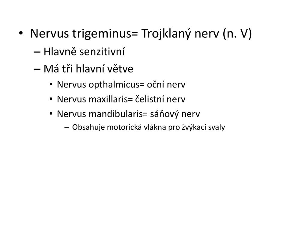 Nervus trigeminus= Trojklaný nerv (n. V)